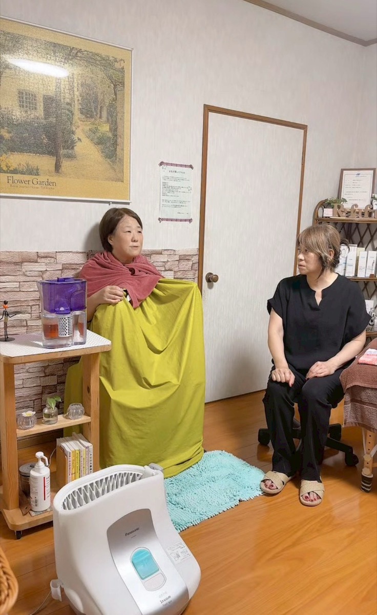 よもぎ蒸しの施術風景